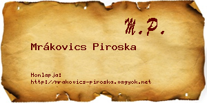 Mrákovics Piroska névjegykártya